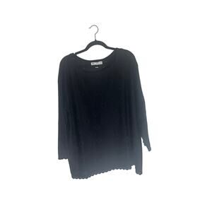 St. John Sportswear by Marie Gray Women's Medium Knit Sweater Black Lace Detail